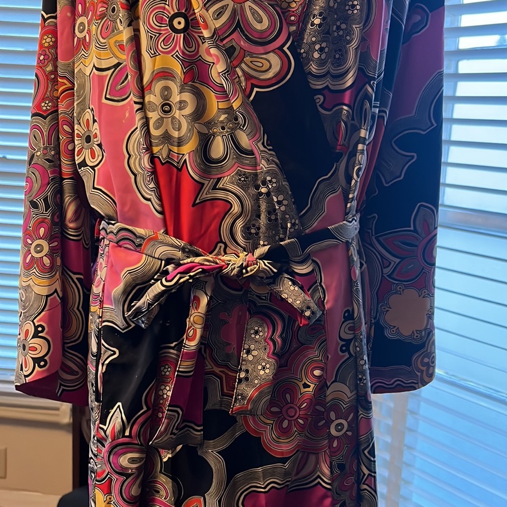 Excellent Condition Vintage Natori Psychedelic 60s Print Robe with Pockets - Picture 3 of 12